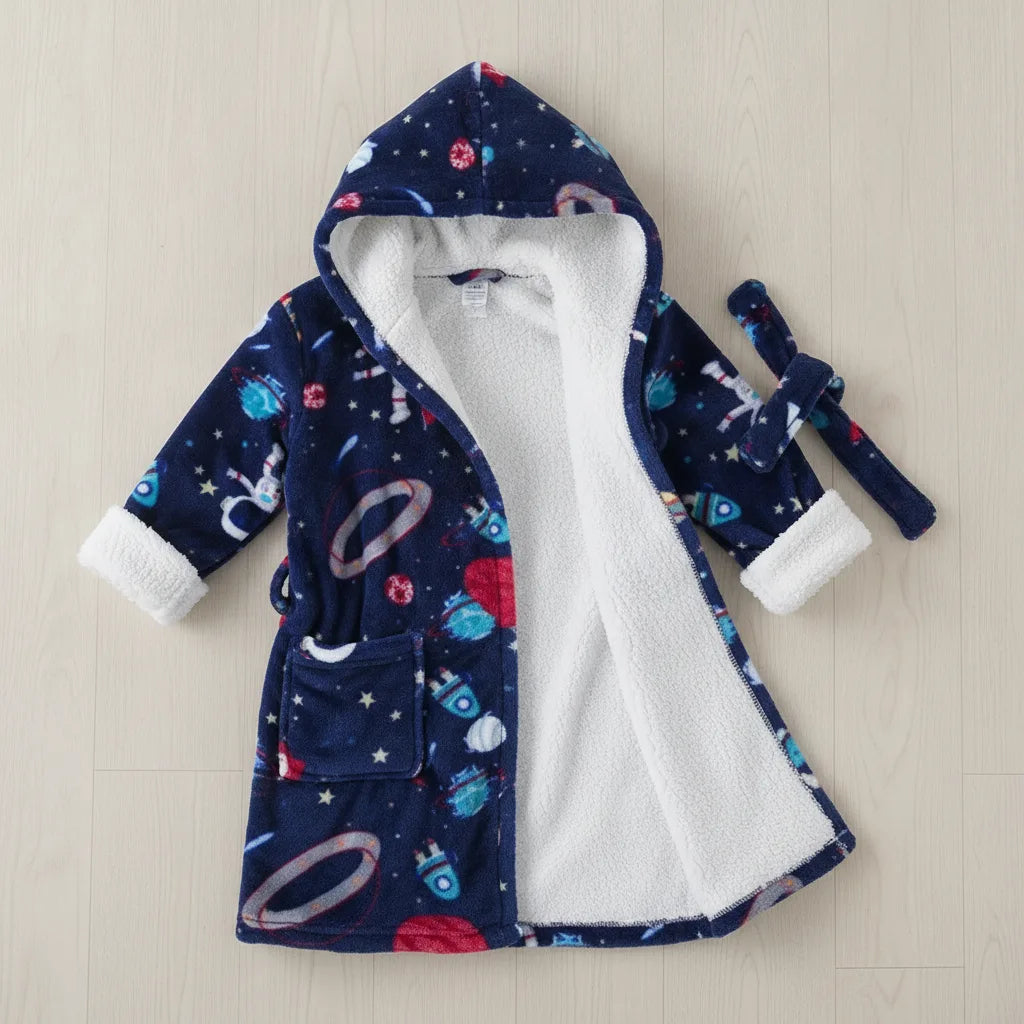 Peignoir enfant flanelle capuche