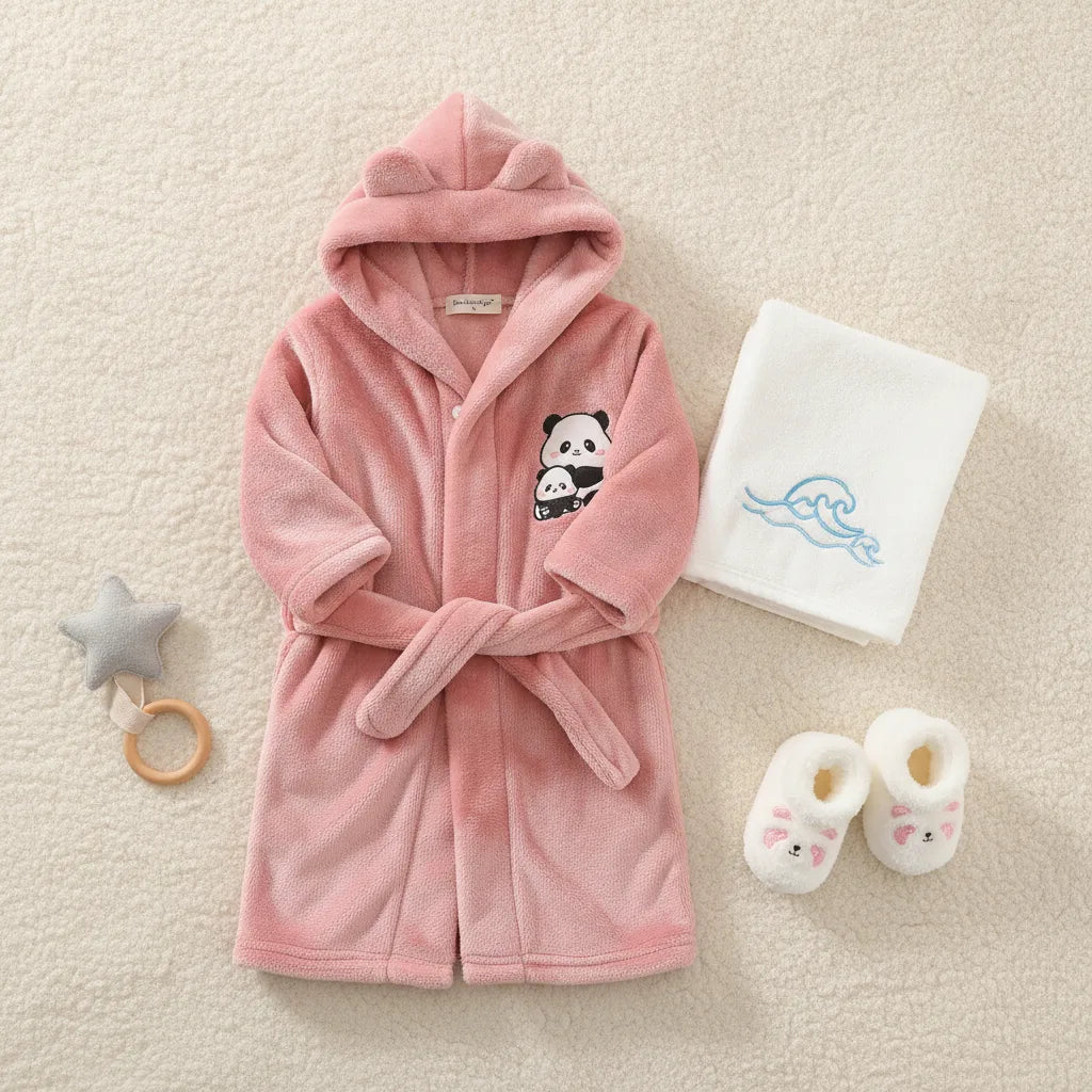 Peignoir bébé panda capuche