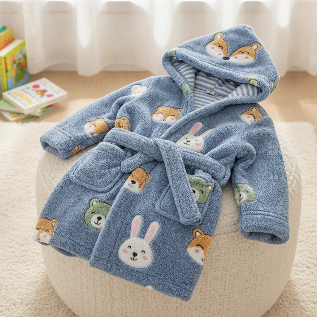 Peignoir enfant flanelle capuche
