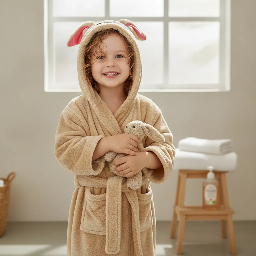Peignoir enfant motif lapin