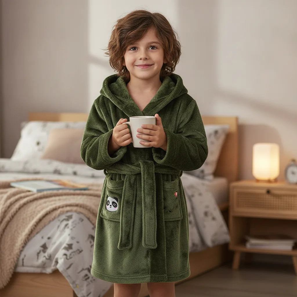 Peignoir enfant flanelle capuche