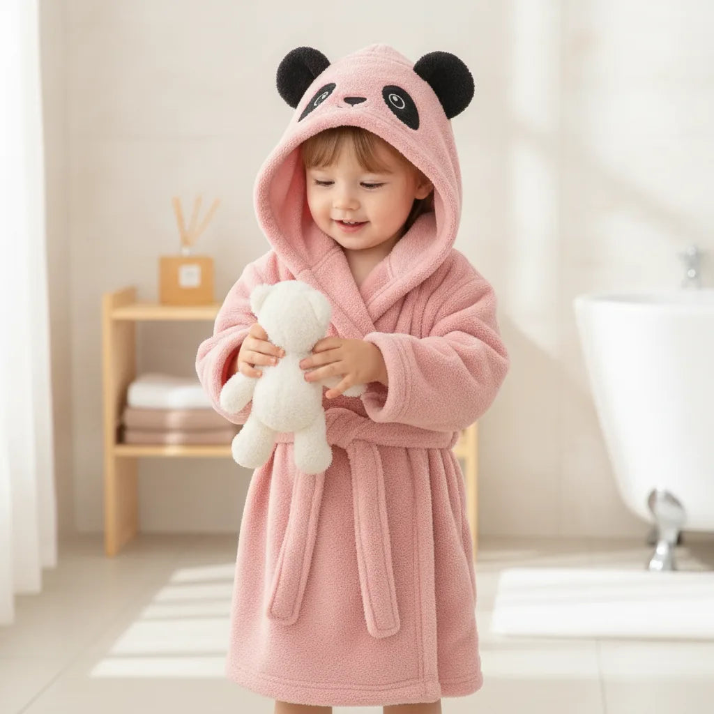 Peignoir bébé panda capuche