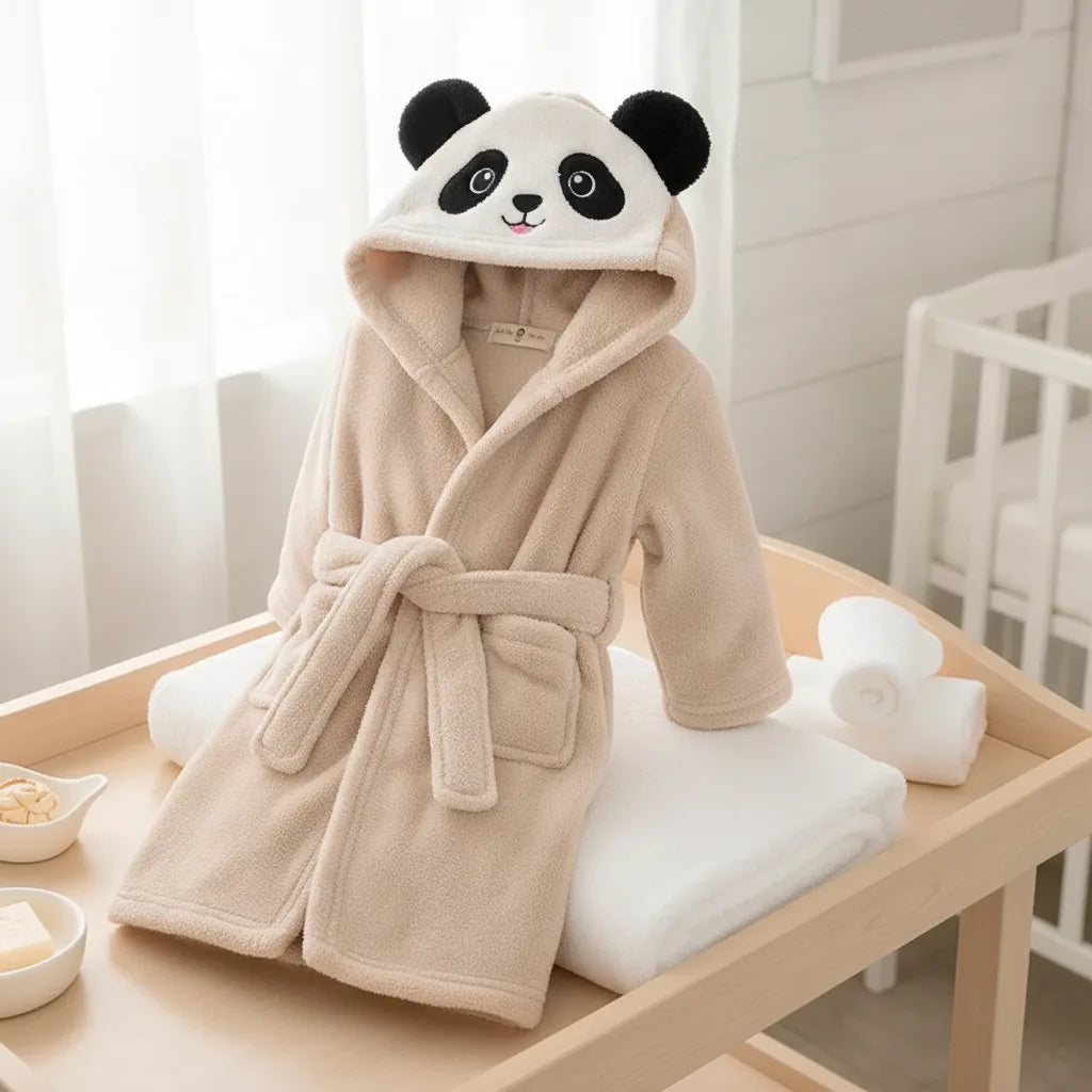 Peignoir bébé panda capuche
