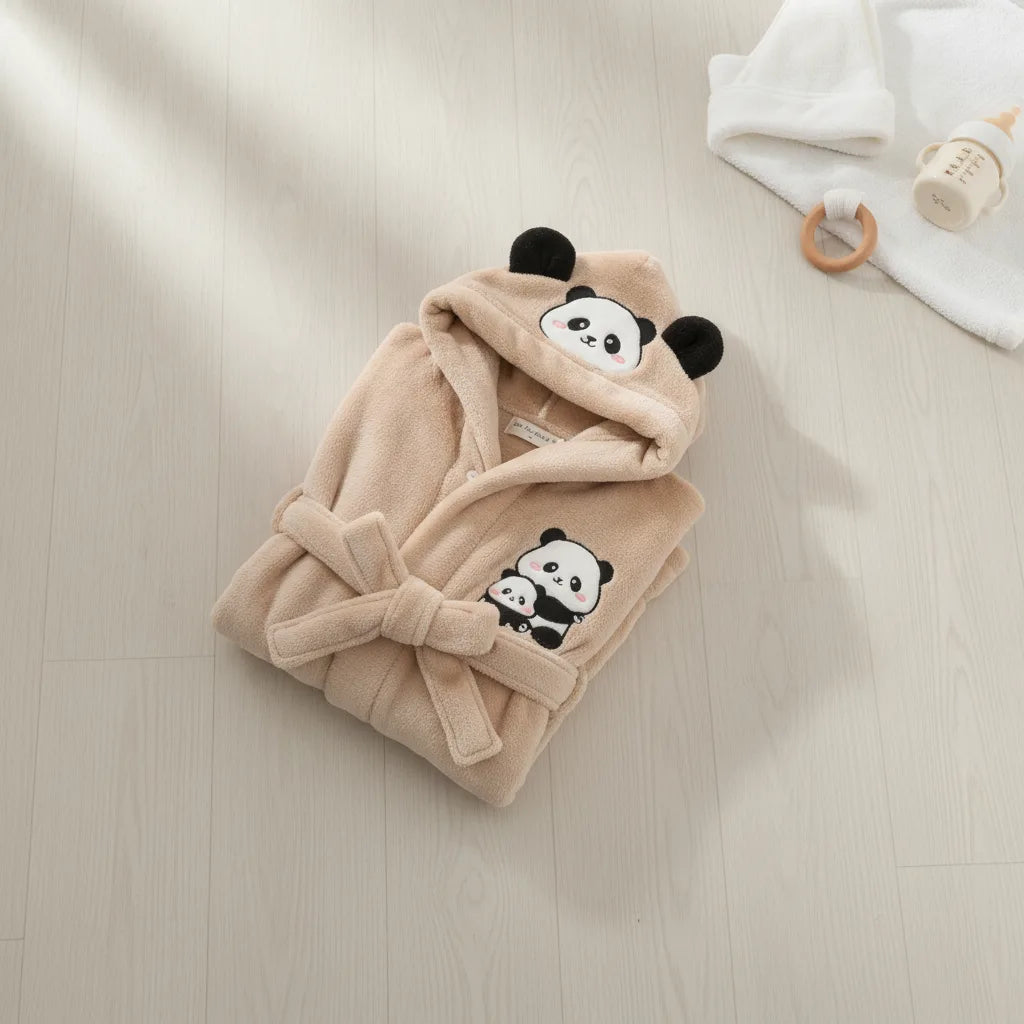 Peignoir bébé panda capuche
